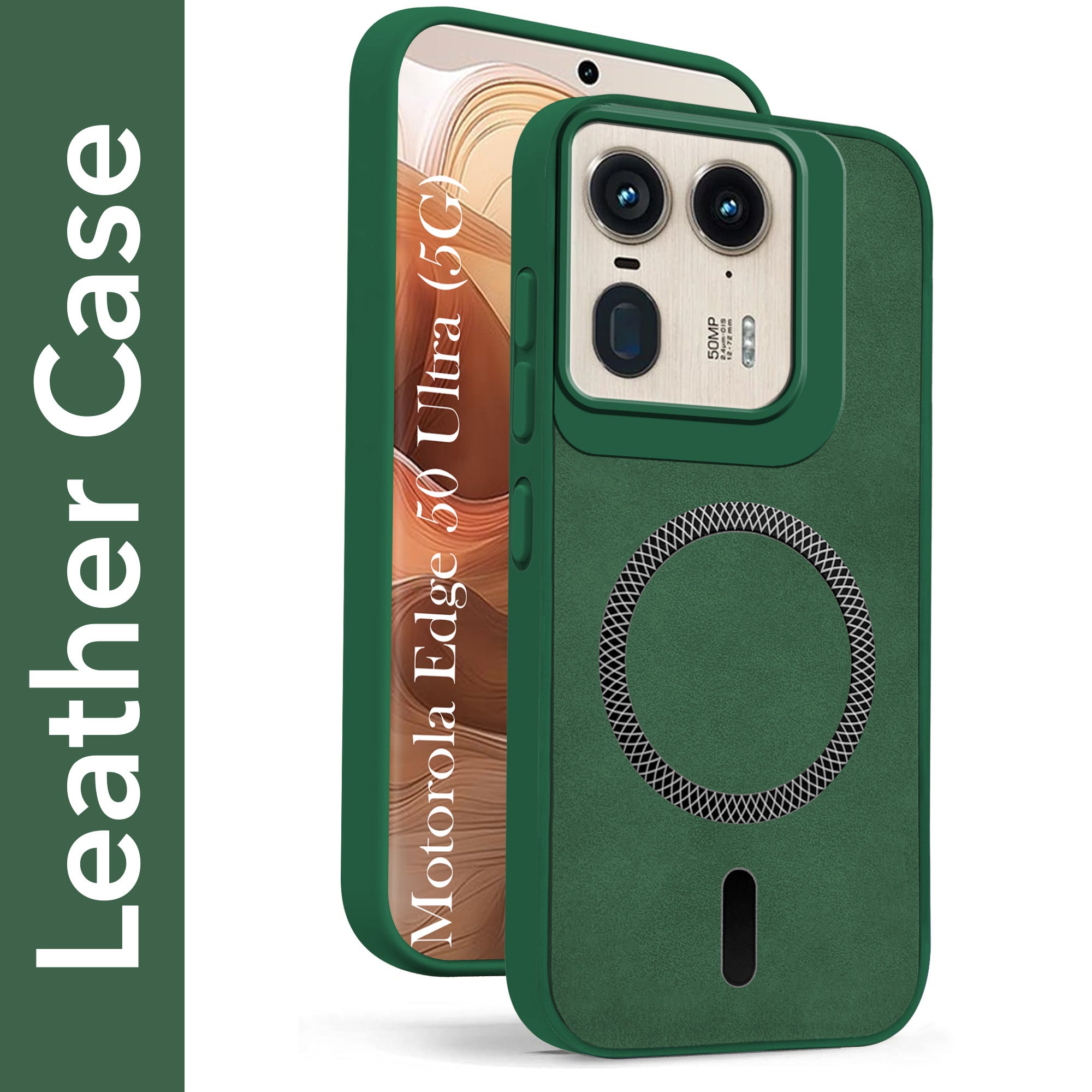 For Motorola Moto Edge 50 Ultra 5G Back Case Cover Leather Finish (MagSafe Compatible Wireless Charging | Soft Touch | Camera Bump Protection)