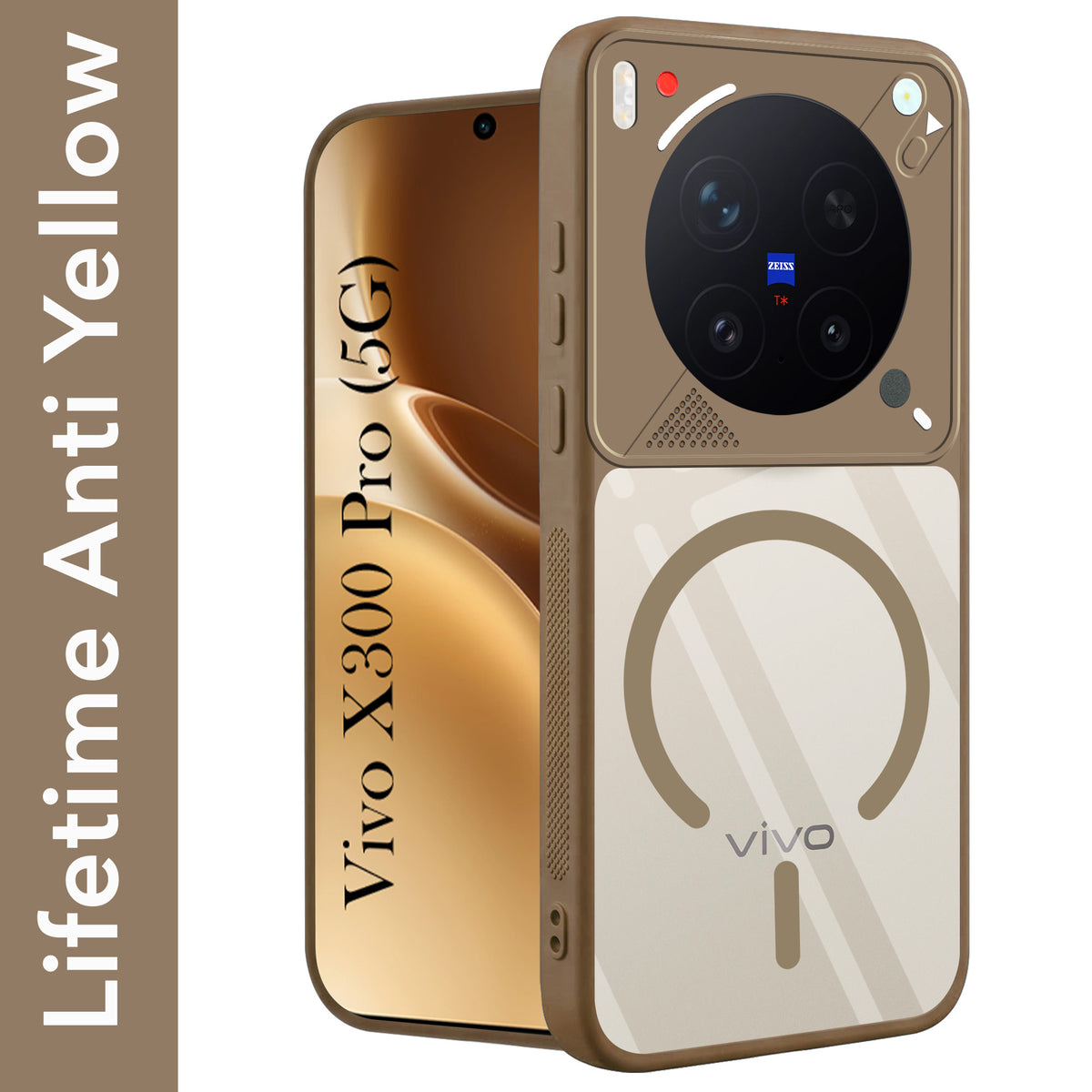 For Vivo X300 Pro Back Cover Case Lifetime Anti-Yellow Clear (Camera Protection | Side Grip | Wireless MagSafe Compatible)