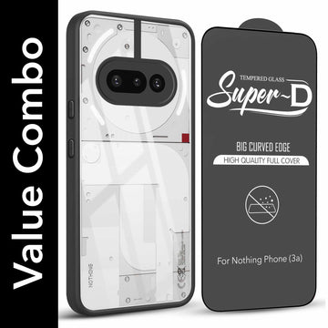 For Nothing Phone 3A Combo with Back Cover and 9H Tempered Glass (Lifetime Anti-Yellow | Crystal Clear Shockproof | Oleophobic Coating Screen Glass)