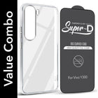 For Vivo Y300 Combo with Back Cover and 9H Tempered Glass ( Lifetime Anti-Yellow | Sleek Hard Crystal | Oleophobic Coating Screen Glass)