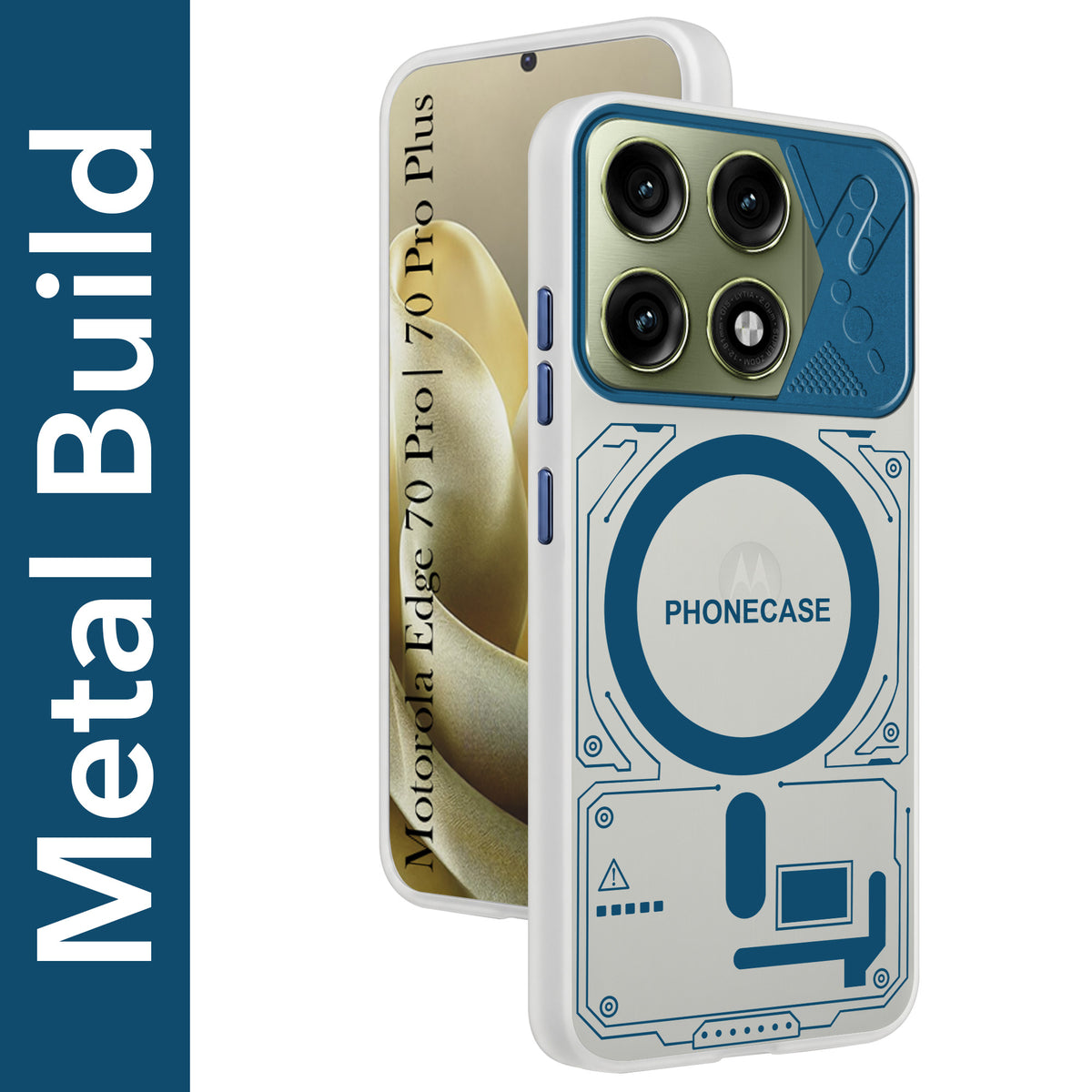 For Motorola Edge 70 Pro | Edge 70 Pro Plus Metallic Back Cover Case (Metallic Camera Protection & Buttons | Translucent Milky Shade | Hard Polycarbonate)