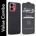 For Oppo F31 5G | Oppo F33 5G Combo with Back Cover and 9H Tempered Glass (Textured Grip Design | Micro-Fiber Cloth Inside | Oleophobic Coating Screen Glass)