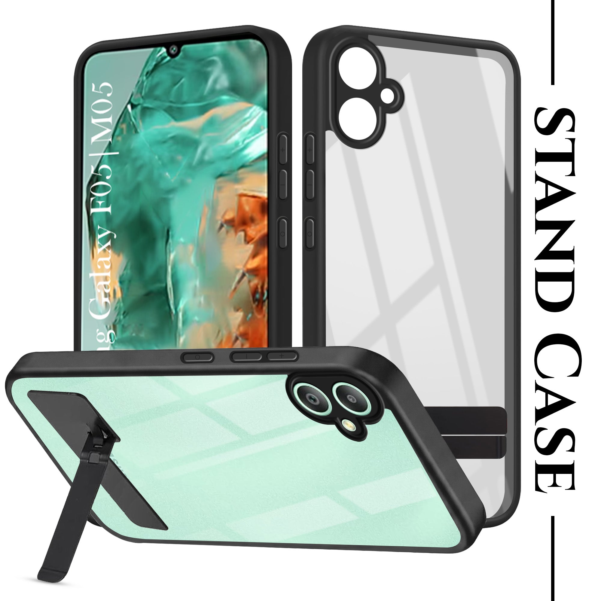 For Samsung Galaxy F05 | M05 Back Cover Case (Built-in Stand | Lifetime Anti Yellow | Kickstand Shockproof | Camera Protection | MagSafe Compatible)