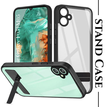 For Samsung Galaxy F05 | M05 Back Cover Case (Built-in Stand | Lifetime Anti Yellow | Kickstand Shockproof | Camera Protection | MagSafe Compatible)