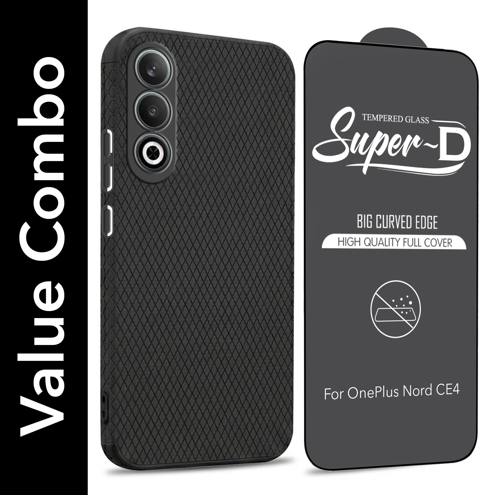 For Oneplus Nord CE 4 Combo with Back Cover and 9H Tempered Glass (Liquid Silicone | Camera Protection | Oleophobic Coating Screen Glass)