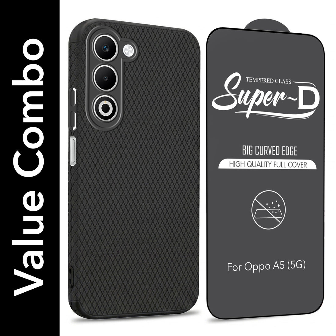 For Oppo A5 5G Combo with Back Cover and 9H Tempered Glass (Liquid Silicone | Camera Protection | Oleophobic Coating Screen Glass)