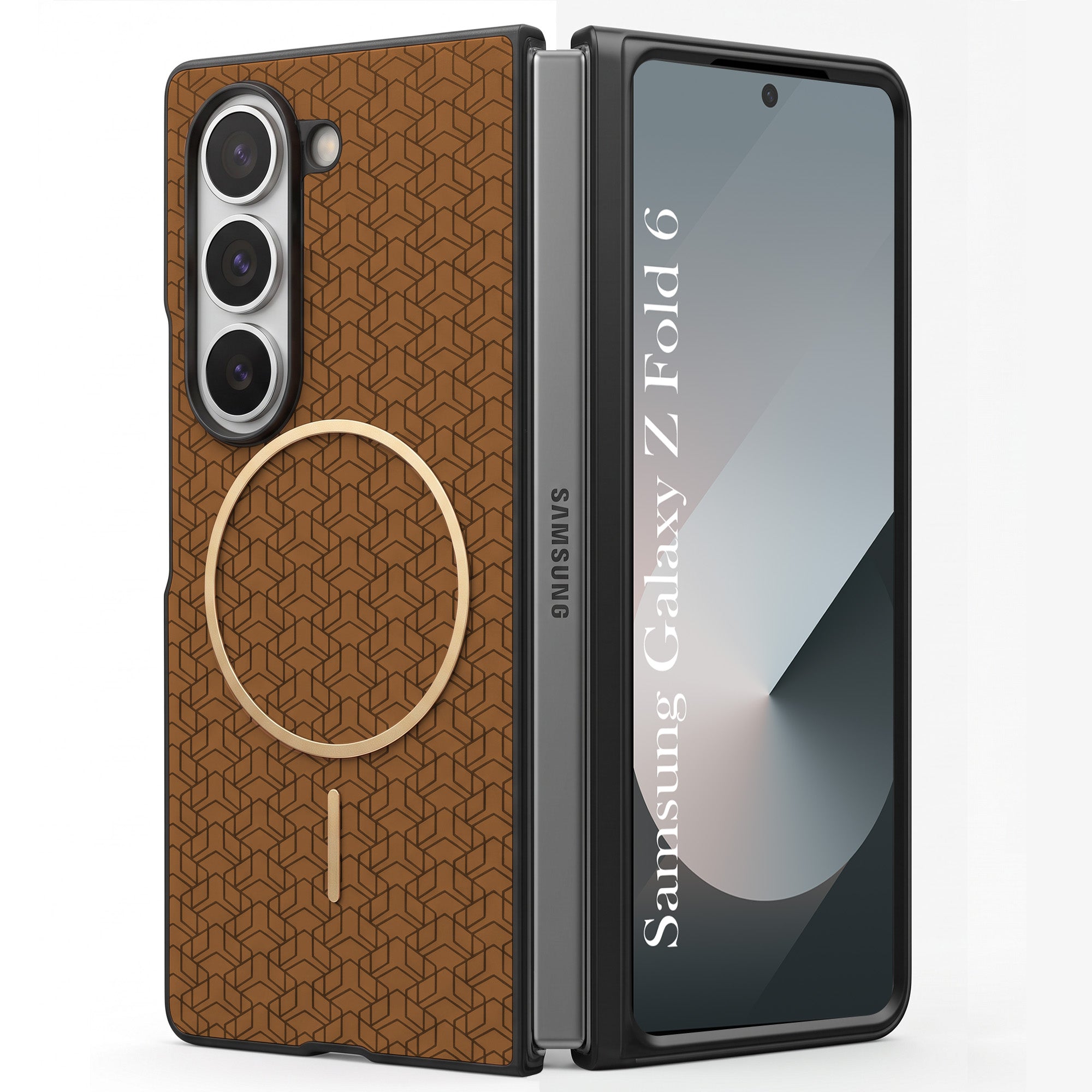 For Samsung Galaxy Z Fold 6 Back Cover Case Leather Finish (MagSafe Wireless Charging Compatible | Inside Microfiber Cloth)