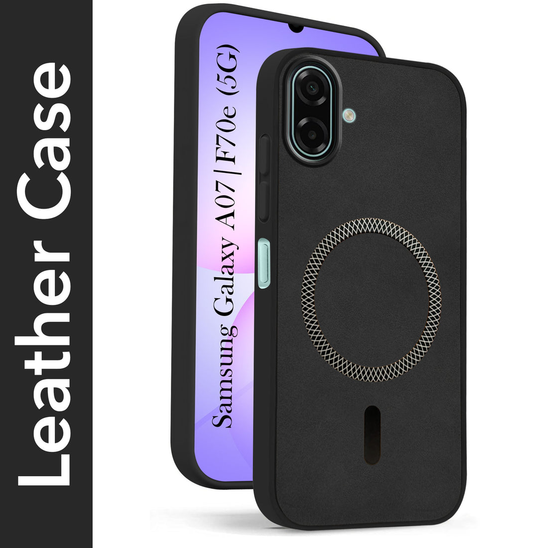 For Samsung Galaxy A07 5G | F70e 5G Back Cover Case Leather Finish (MagSafe Compatible Wireless Charging | Soft Touch | Camera Bump Protection)