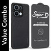 For Oppo Reno13 5G | Oppo Reno 13 5G Combo with Back Cover and 9H Tempered Glass (Textured Grip Design | Micro-Fiber Cloth Inside | Oleophobic Coating Screen Glass)