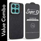 For Motorola Moto Edge 60 Fusion Combo with Back Cover and 9H Tempered Glass (Textured Grip Design | Micro-Fiber Cloth Inside | Oleophobic Coating Screen Glass)