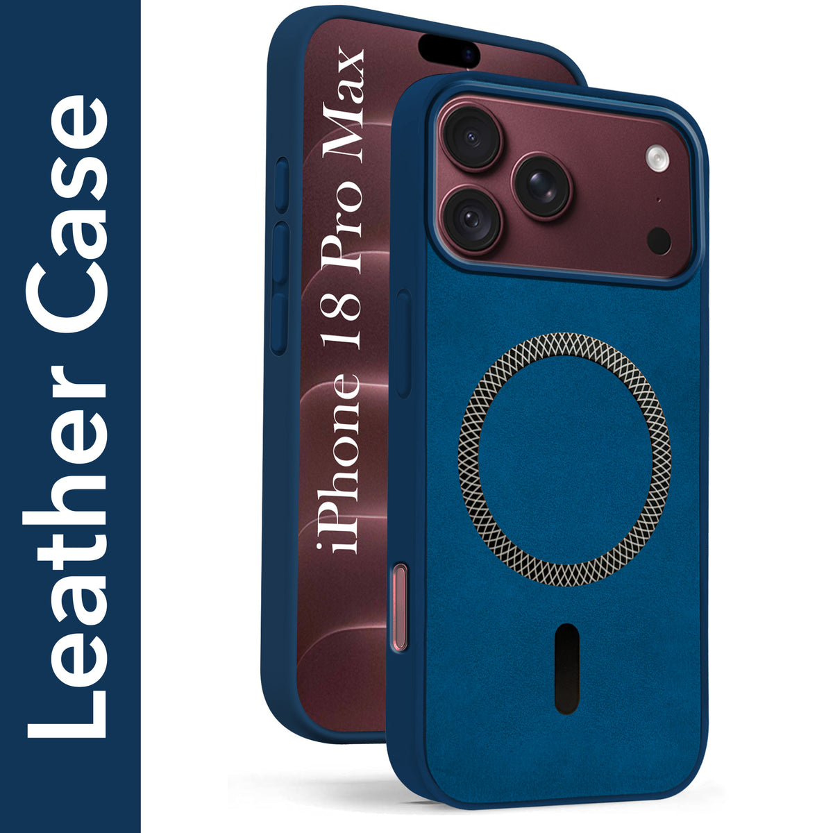 For Apple iPhone 18 Pro Max Back Cover Case Leather Finish (MagSafe Compatible Wireless Charging | Soft Touch | Camera Bump Protection)