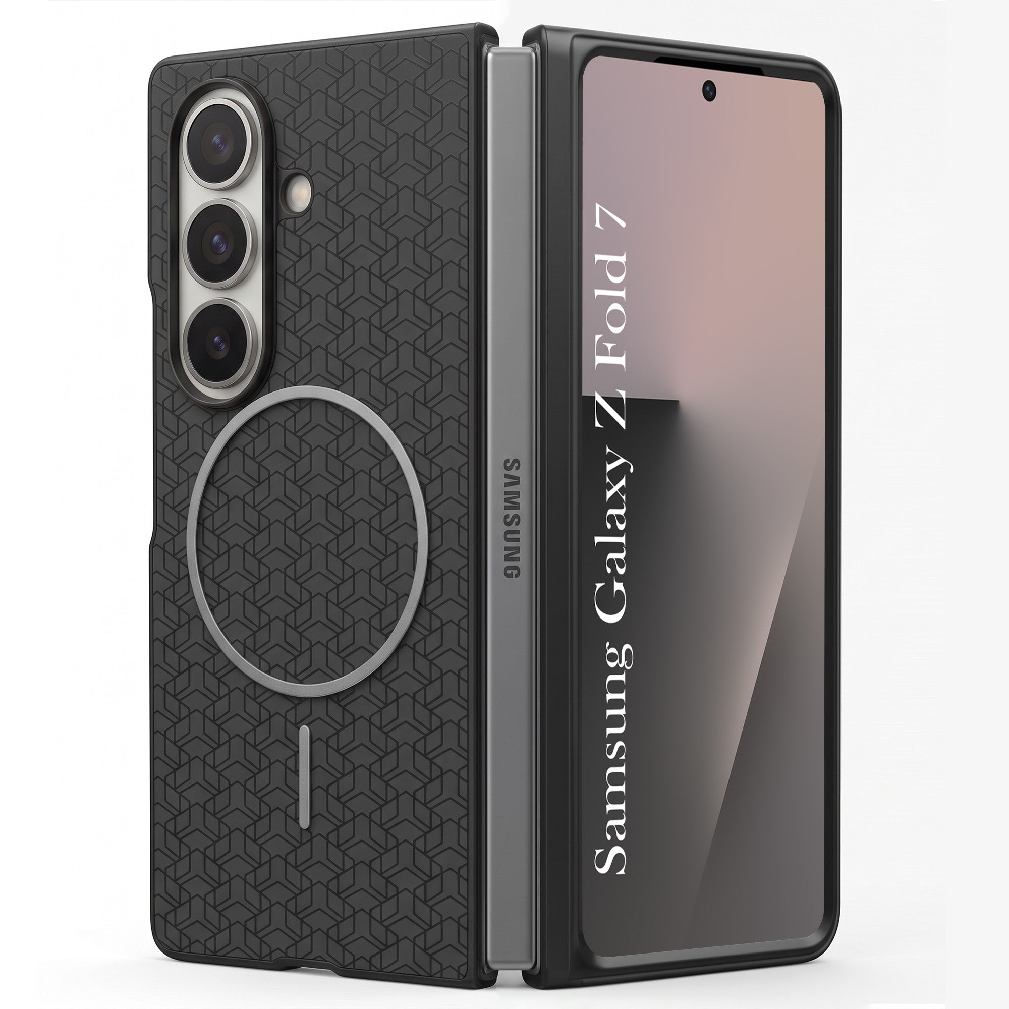 For Samsung Galaxy Z Fold 7 Back Cover Case Leather Finish (MagSafe Wireless Charging Compatible | Inside Microfiber Cloth)