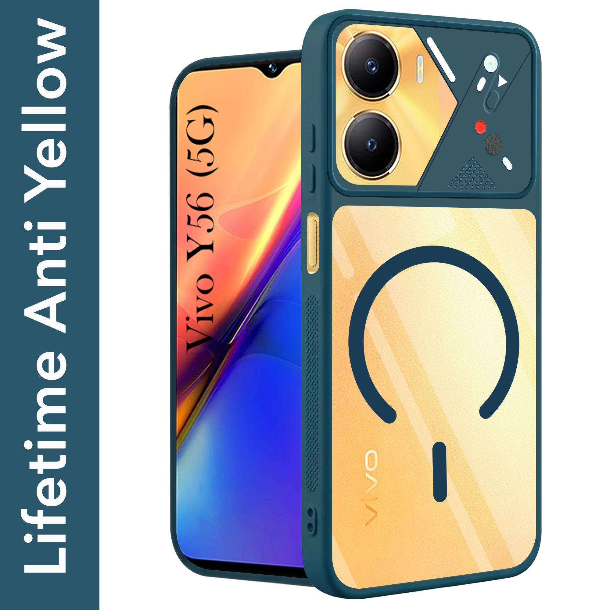 For Vivo Y56 5G Back Cover Case Lifetime Anti-Yellow Clear (Camera Protection | Side Grip | Wireless MagSafe Compatible)