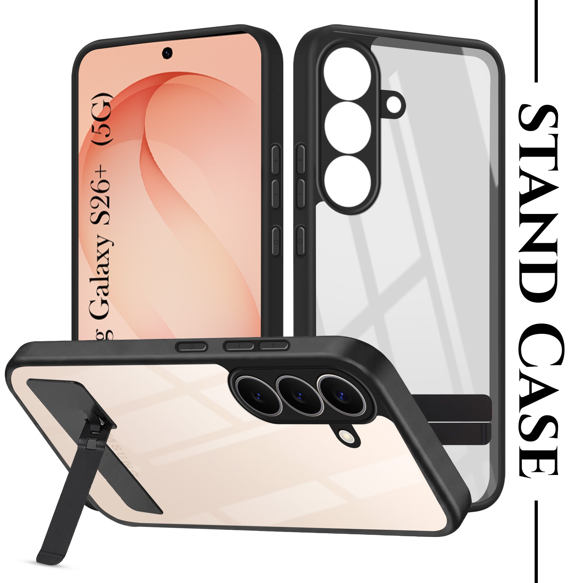 For Samsung Galaxy S26 Plus Back Cover Case (Built-in Stand | Lifetime Anti Yellow | Kickstand Shockproof | Camera Protection | MagSafe Compatible)