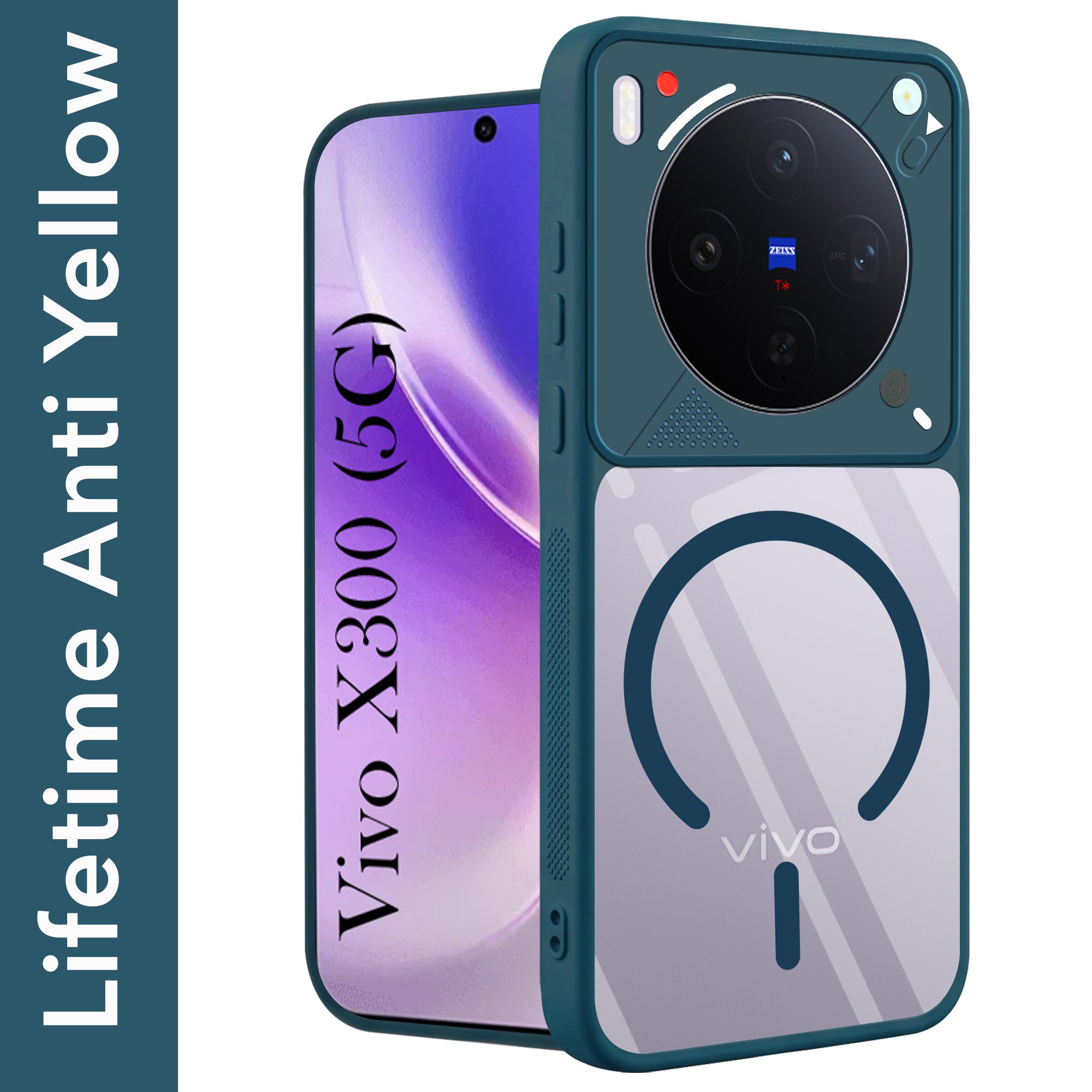 For Vivo X300 5G Back Cover Case Lifetime Anti-Yellow Clear (Camera Protection | Side Grip | Wireless MagSafe Compatible)