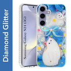 For Samsung Galaxy S24 Back Cover Case (Luxury Floral Glitter Cute Butterfly | Diamond Studded Camera Bump | Girls & Women Design)