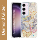 For Samsung Galaxy S23 5G Back Cover Case (Luxury Floral Glitter Cute Butterfly | Diamond Studded Camera Bump | Girls & Women Design)