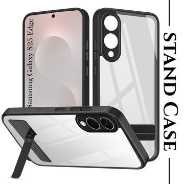 For Samsung Galaxy S25 Edge Back Cover Case (Built-in Stand | Lifetime Anti Yellow | Kickstand Shockproof | Camera Protection | MagSafe Compatible)