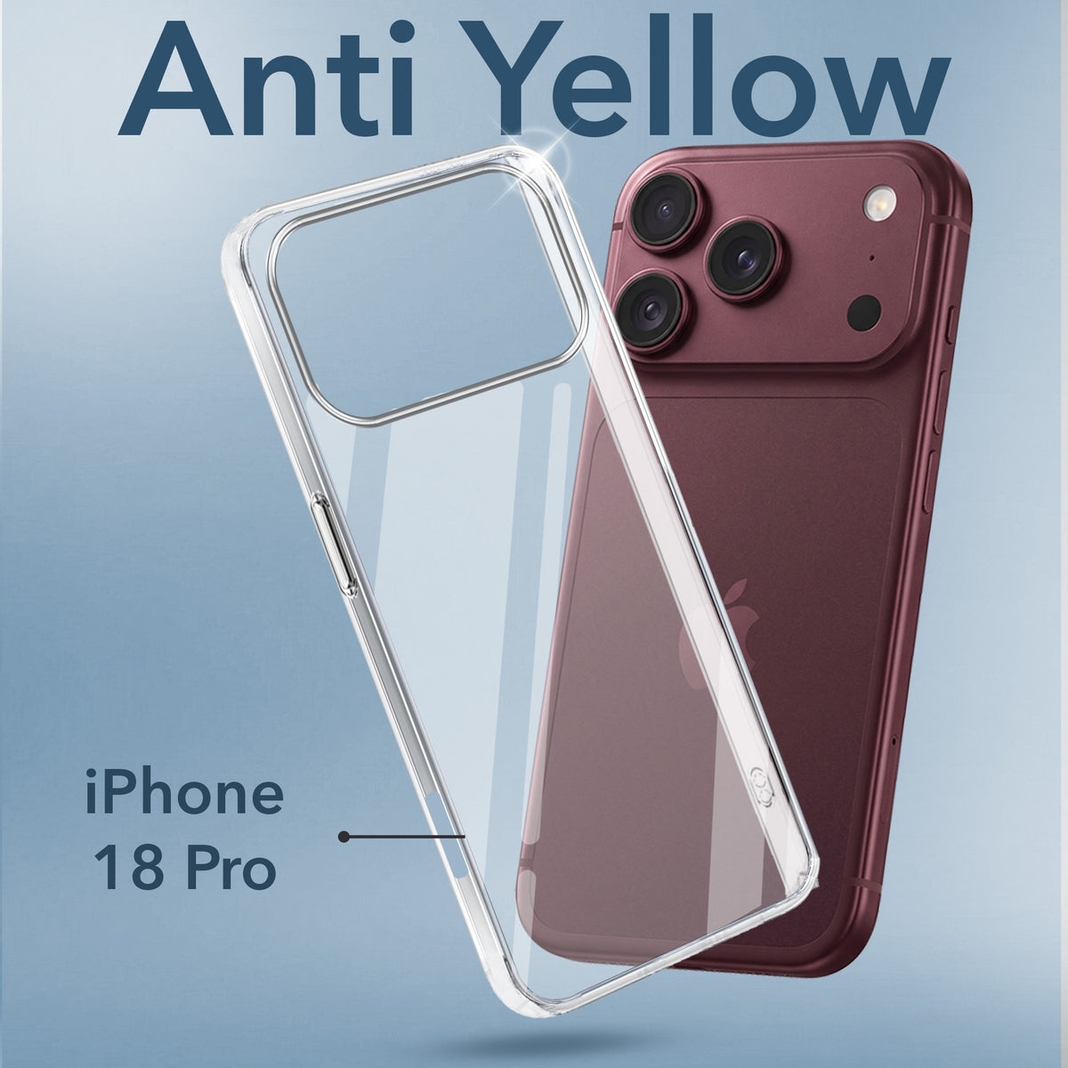 For Apple iPhone 18 Pro Back Cover Case Lifetime Anti-Yellow Clear (Sleek Hard Crystal | Shockproof and Camera Protection)