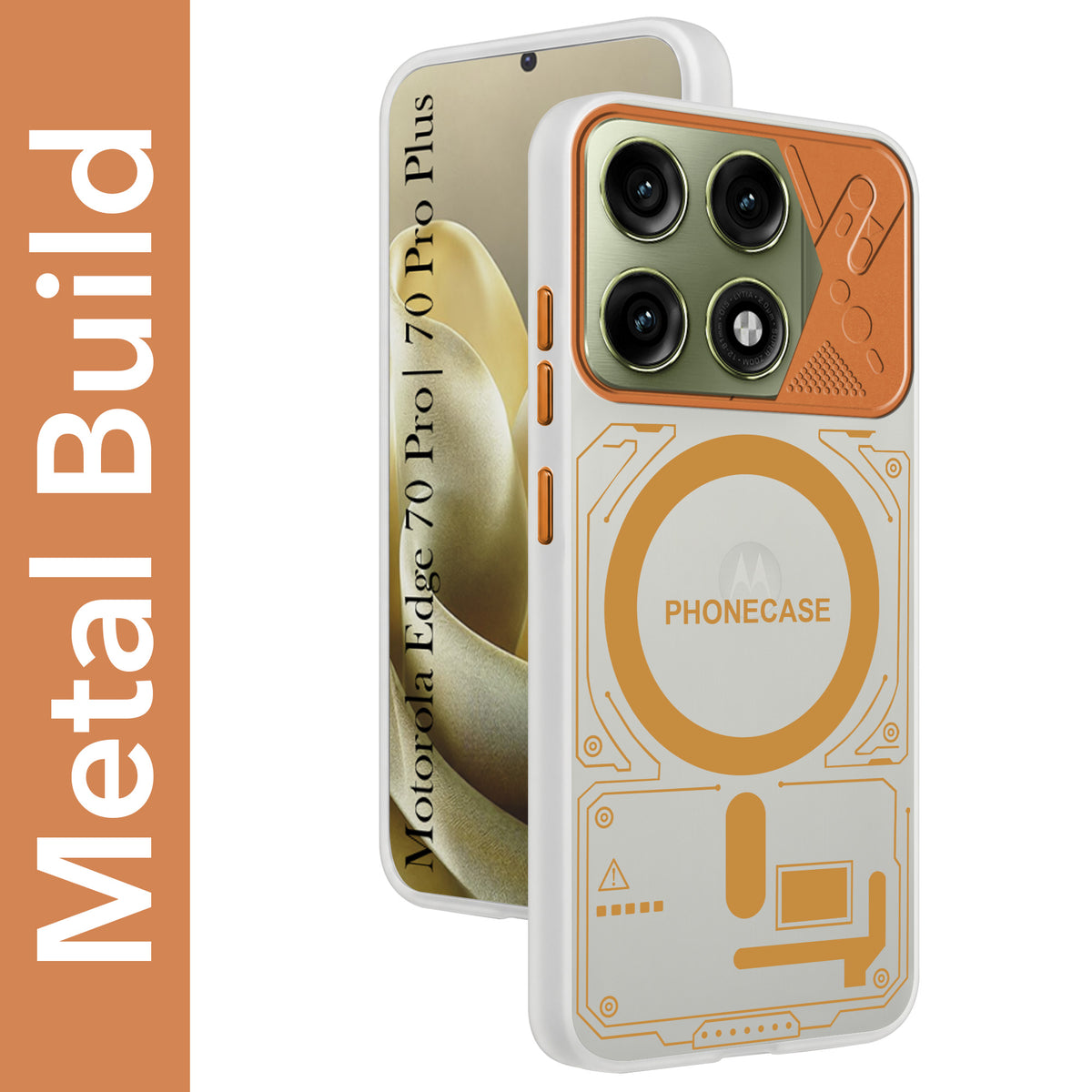 For Motorola Edge 70 Pro | Edge 70 Pro Plus Metallic Back Cover Case (Metallic Camera Protection & Buttons | Translucent Milky Shade | Hard Polycarbonate)