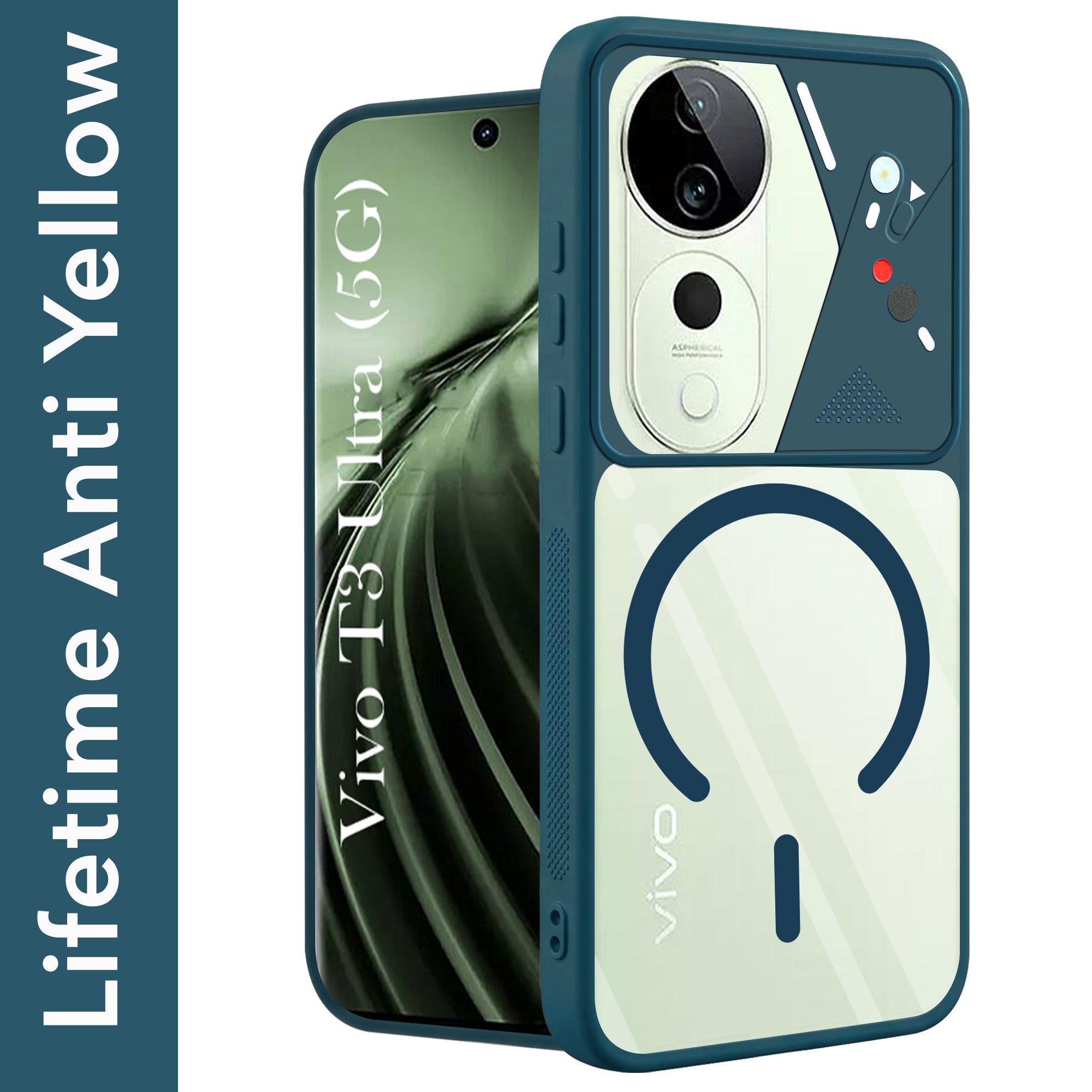For Vivo T3 Ultra Back Cover Case Lifetime Anti-Yellow Clear (Camera Protection | Side Grip | Wireless MagSafe Compatible)