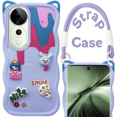 For Vivo T3 Ultra Back Case Cover Strap (3D embossed Figures | Strap Holder | 360* Soft Cushion with Camera Bump)