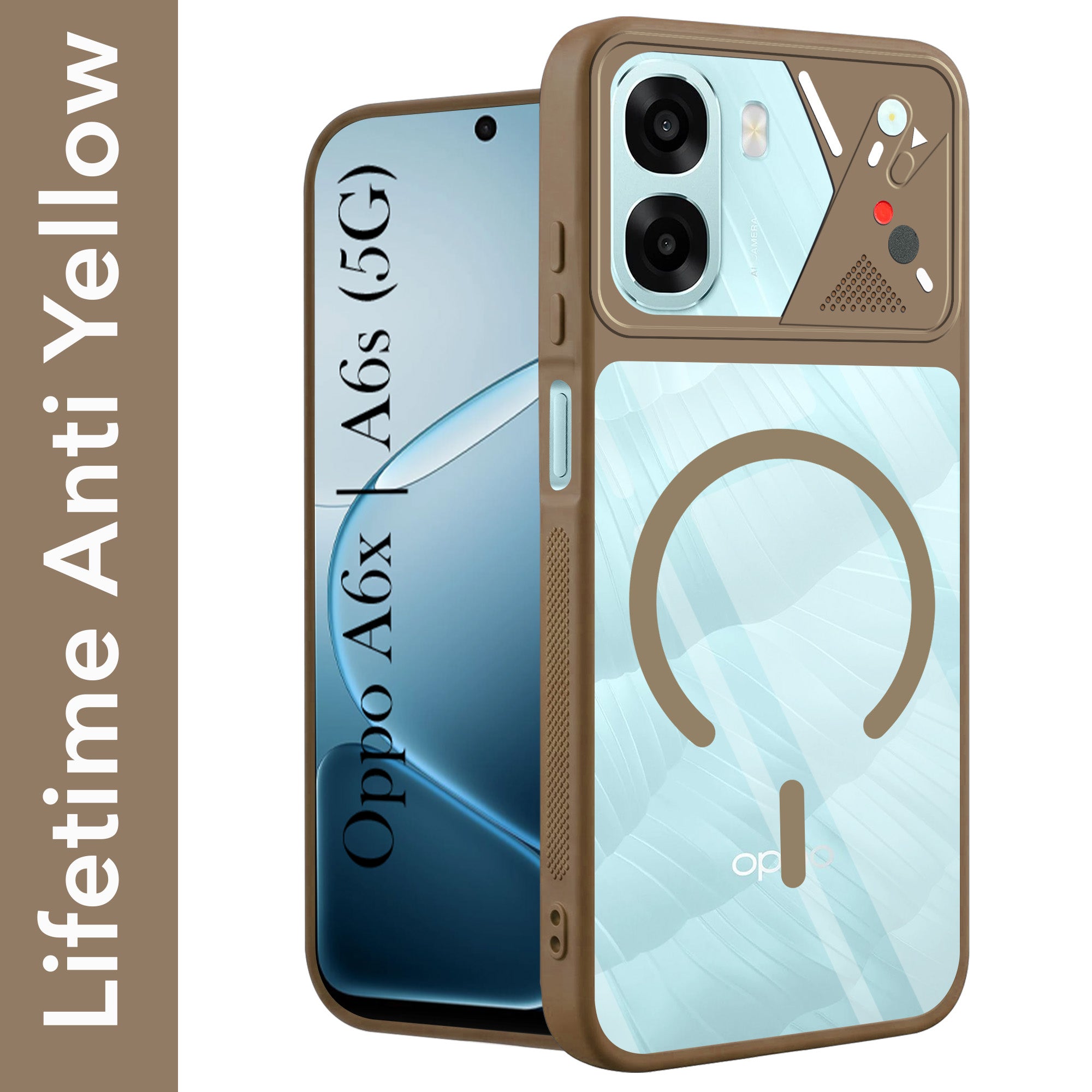 For Oppo A6X | Oppo A6S Back Cover Case Lifetime Anti-Yellow Clear (Camera Protection | Side Grip | Wireless MagSafe Compatible)