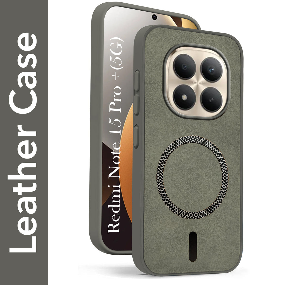 For Xiaomi Redmi Note 15 Pro Plus 5G Back Cover Case Leather Finish (MagSafe Compatible Wireless Charging | Soft Touch | Camera Bump Protection)