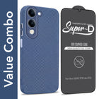 For Vivo iQOO Z10 Lite Combo with Back Cover and 9H Tempered Glass (Liquid Silicone | Camera Protection | Oleophobic Coating Screen Glass)
