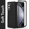 For Samsung Galaxy Z Fold 5 Back Case Cover Premium Genuine Leather (Integrated Front Screen Protector | Inside Microfiber Cloth)