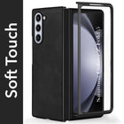 For Samsung Galaxy Z Fold 5 Back Case Cover Premium Genuine Leather (Integrated Front Screen Protector | Inside Microfiber Cloth)