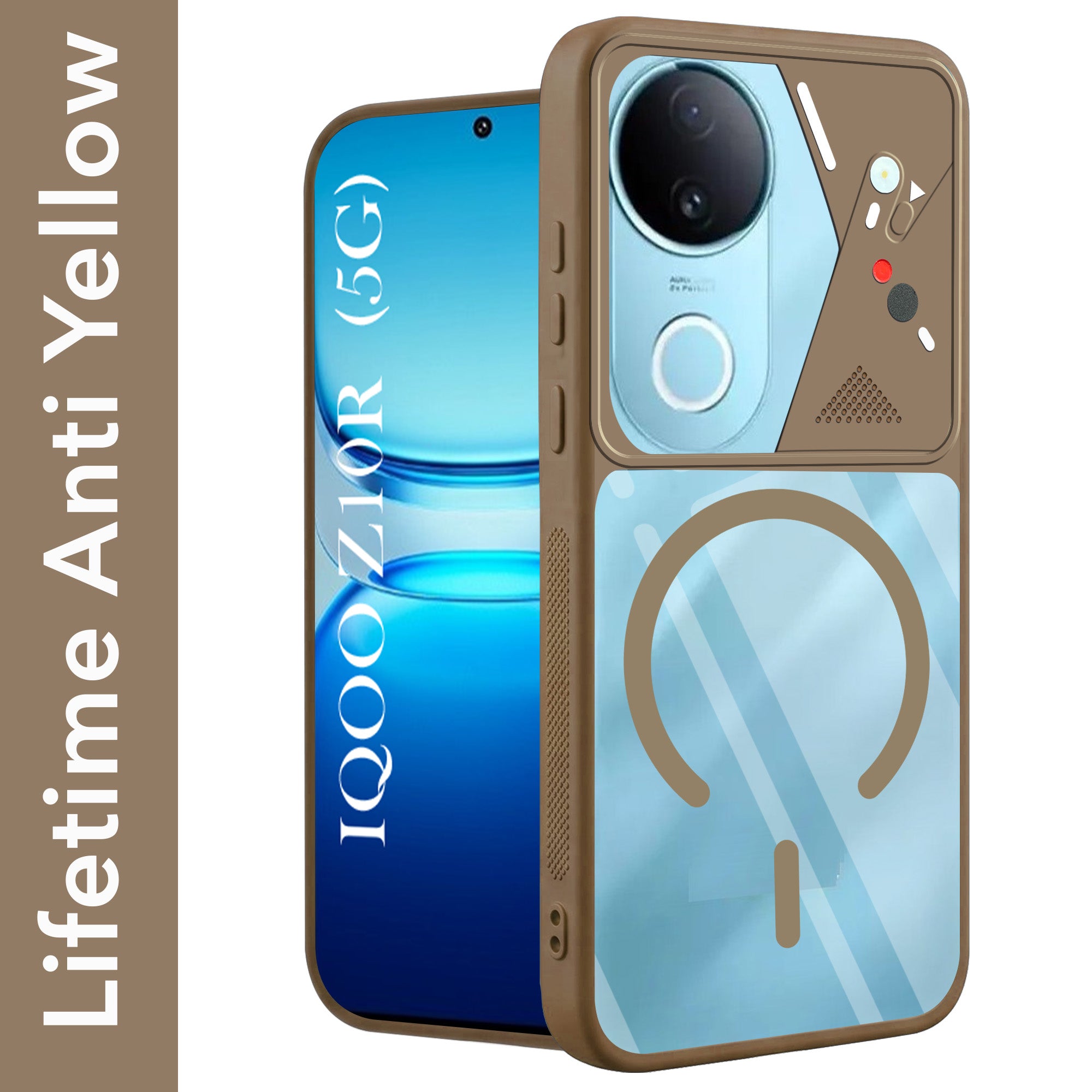 For Vivo iQOO Z10R Back Cover Case Lifetime Anti-Yellow Clear (Camera Protection | Side Grip | Wireless MagSafe Compatible)