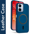 For Redmi 15A 5G Back Cover Case Leather Finish (MagSafe Compatible Wireless Charging | Soft Touch | Camera Bump Protection)