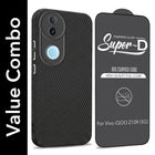 For Vivo iQOO Z10R Combo with Back Cover and 9H Tempered Glass (Liquid Silicone | Camera Protection | Oleophobic Coating Screen Glass)
