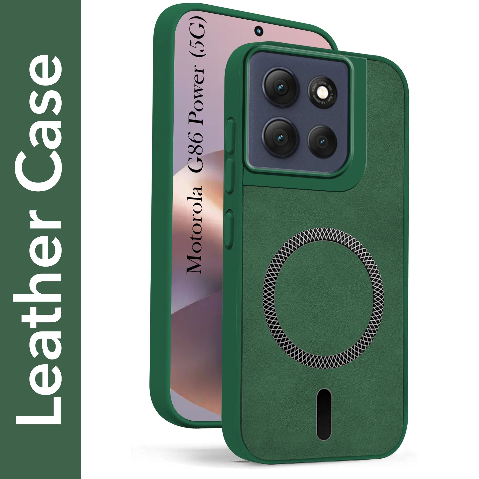 For Motorola Moto G86 Power Back Cover Case Leather Finish (MagSafe Compatible Wireless Charging | Soft Touch | Camera Bump Protection)