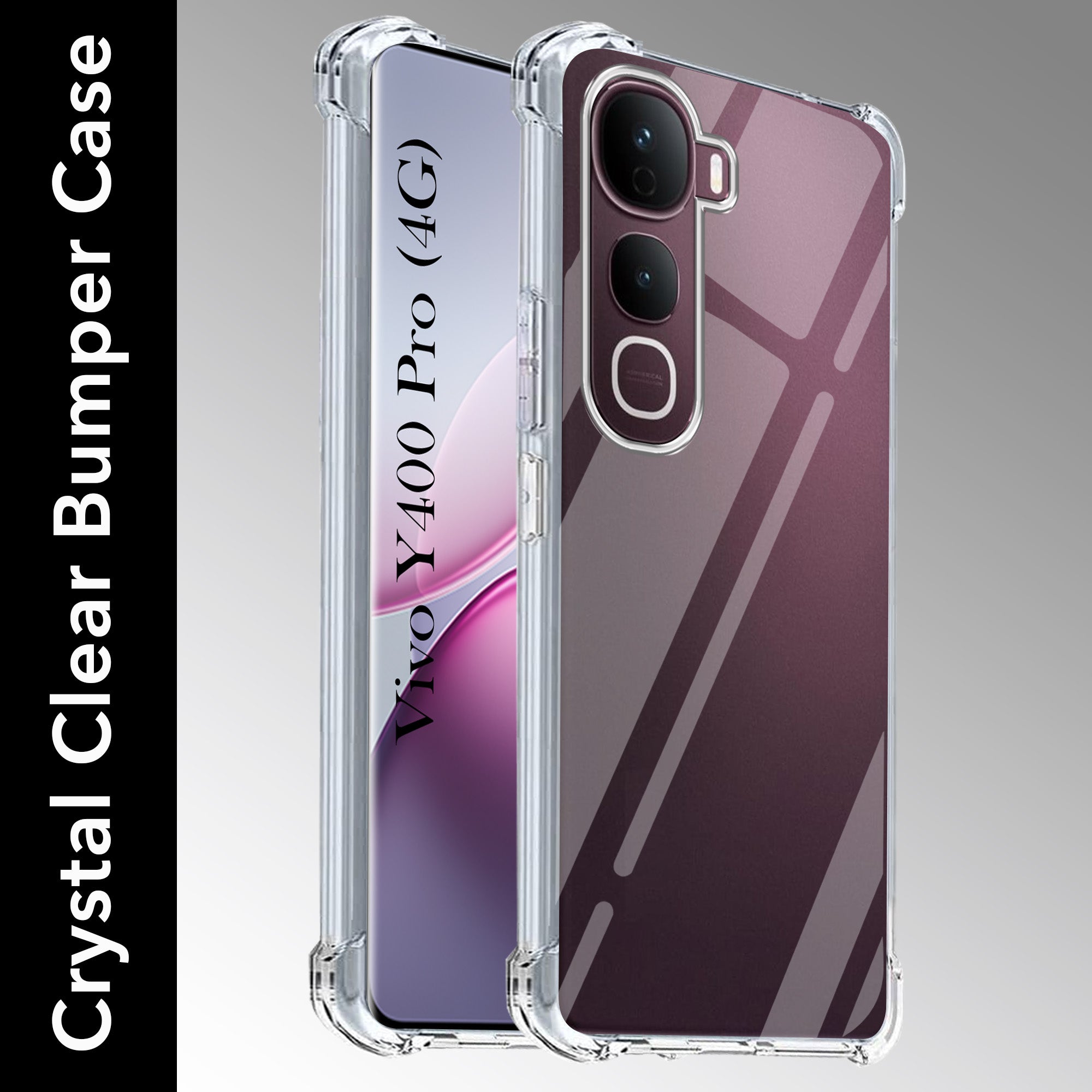 For Vivo Y400 Pro Shockproof Crystal-Clear Back Cover ( Drop & Camera Protection | Hard Polycarbonate)