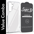 For Samsung Galaxy A57 5G Combo with Back Cover and 9H Tempered Glass (Lifetime Anti-Yellow | Sleek Hard Crystal | Oleophobic Coating Screen Glass)