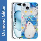 For Apple iPhone 15 Back Cover Case (Luxury Floral Glitter Cute Butterfly | Diamond Studded Camera Bump | Girls & Women Design)