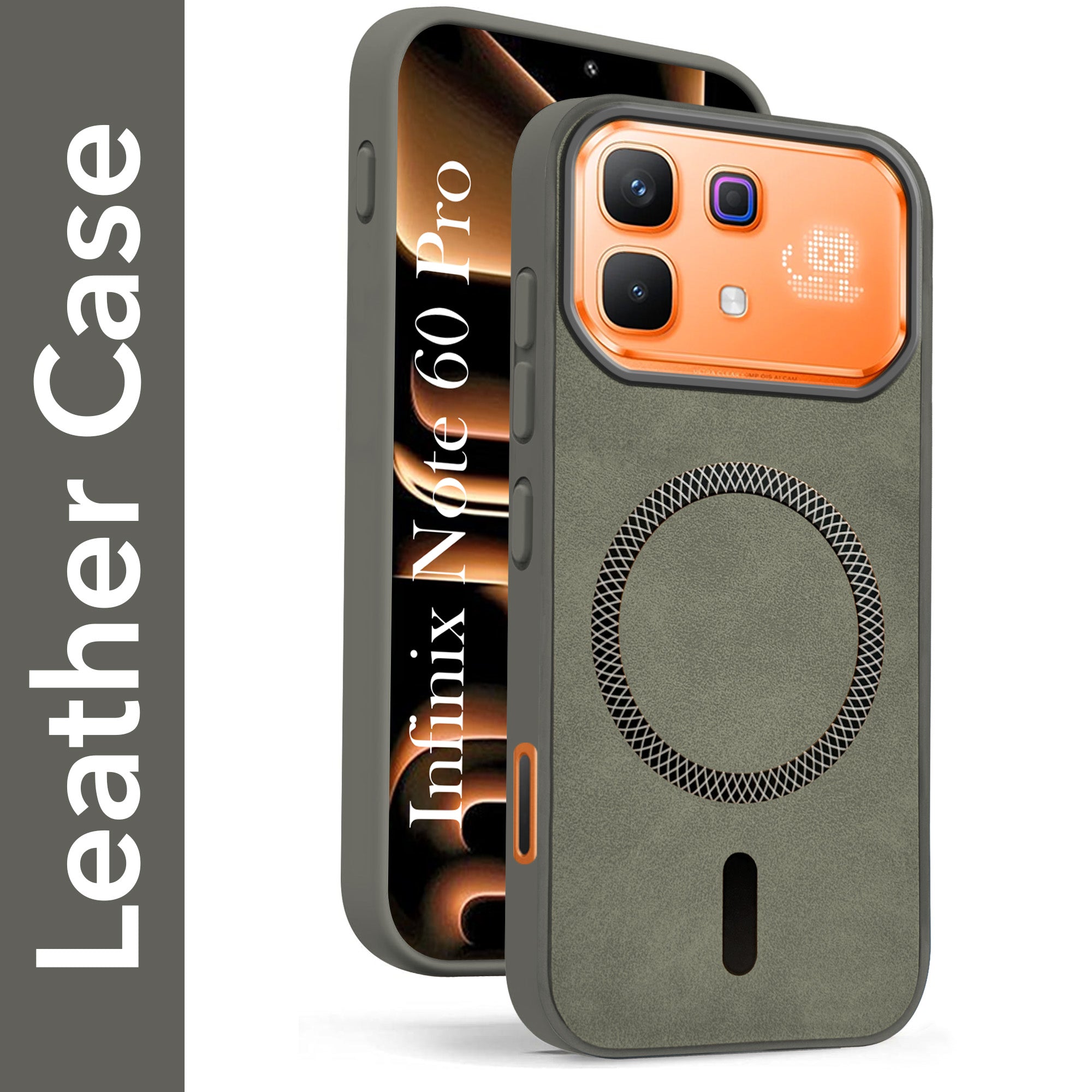 For Infinix Note 60 Pro 5G Back Cover Case Leather Finish (MagSafe Compatible Wireless Charging | Soft Touch | Camera Bump Protection)