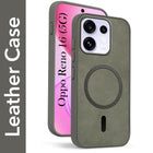 For Oppo Reno 16 Back Cover Case Leather Finish (MagSafe Compatible Wireless Charging | Soft Touch | Camera Bump Protection)
