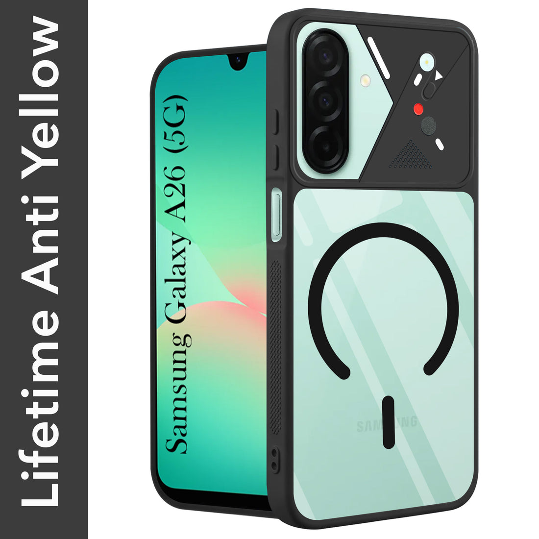 For Samsung Galaxy A26 5G Back Cover Case Lifetime Anti-Yellow Clear (Camera Protection | Side Grip | Wireless MagSafe Compatible)