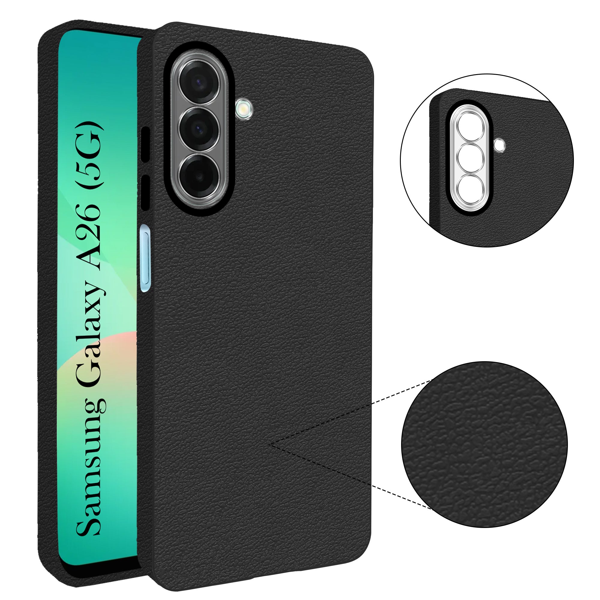 For Samsung Galaxy A26 5G Back Cover Case (Glass Like Camera Protection | Leather Feel | Minimalist Professional Grip)