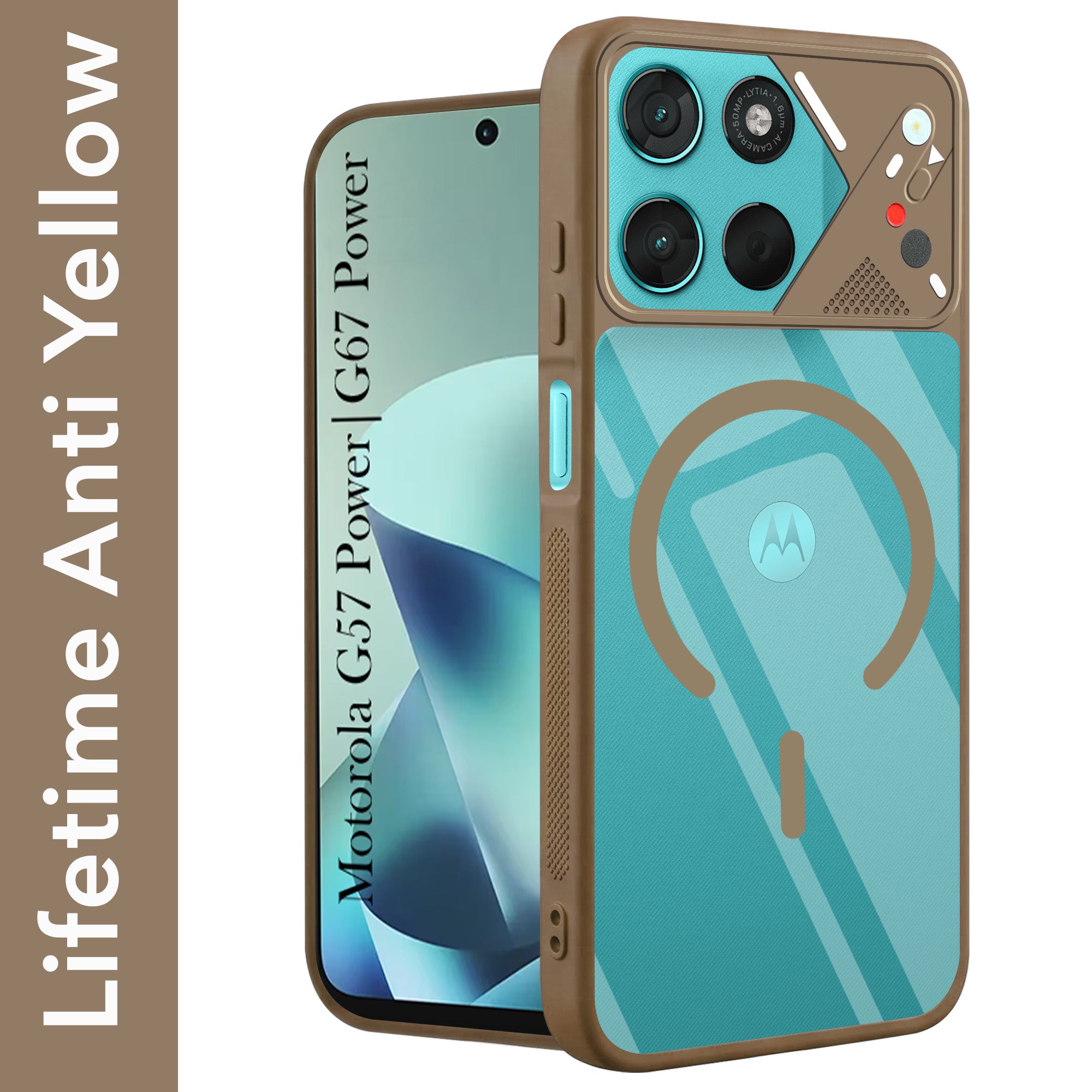 For Motorola Moto G67 Power | G57 Power Back Cover Case Lifetime Anti-Yellow Clear (Camera Protection | Side Grip | Wireless MagSafe Compatible)