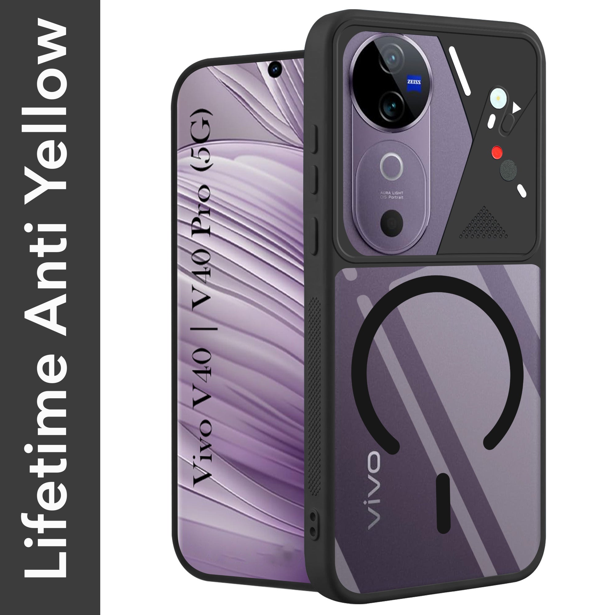 For Vivo V40 | Vivo V40 Pro Back Cover Case Lifetime Anti-Yellow Clear (Camera Protection | Side Grip | Wireless MagSafe Compatible)