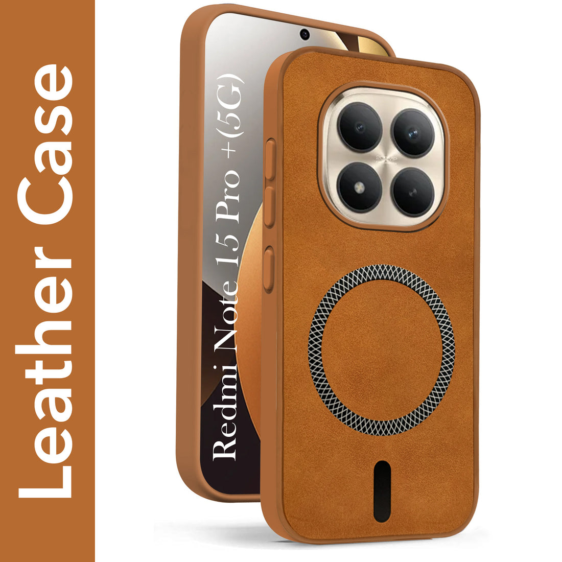 For Xiaomi Redmi Note 15 Pro Plus 5G Back Cover Case Leather Finish (MagSafe Compatible Wireless Charging | Soft Touch | Camera Bump Protection)