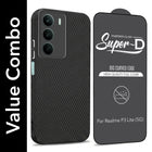For Realme P3 Lite Combo with Back Cover and 9H Tempered Glass (Liquid Silicone | Camera Protection | Oleophobic Coating Screen Glass)