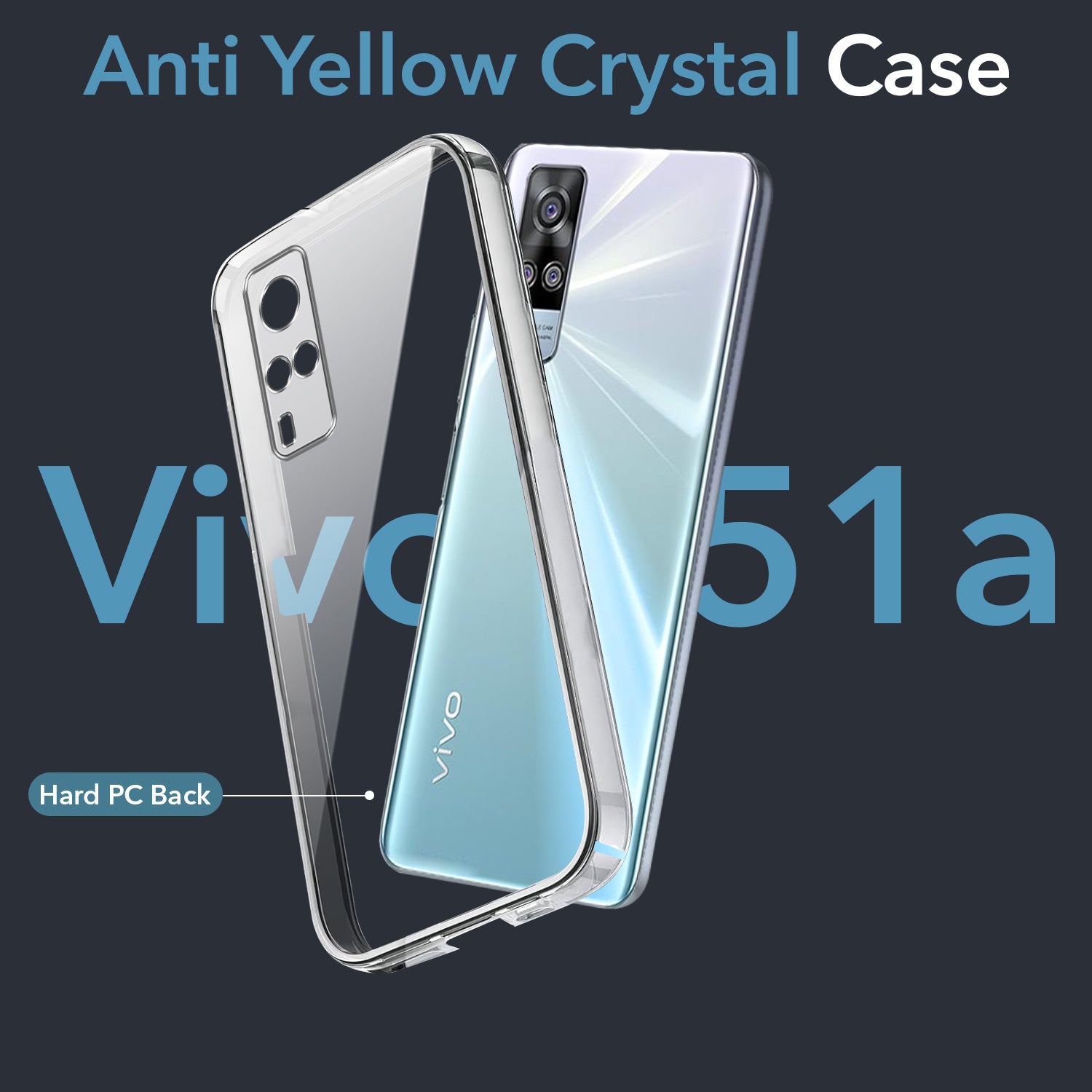 For Vivo Y51A Back Cover Case (Hard Anti Yellow Clear Case | Sleek Hard Crystal Clear | Drop & Camera Protection | Shockproof Polycarbonate)