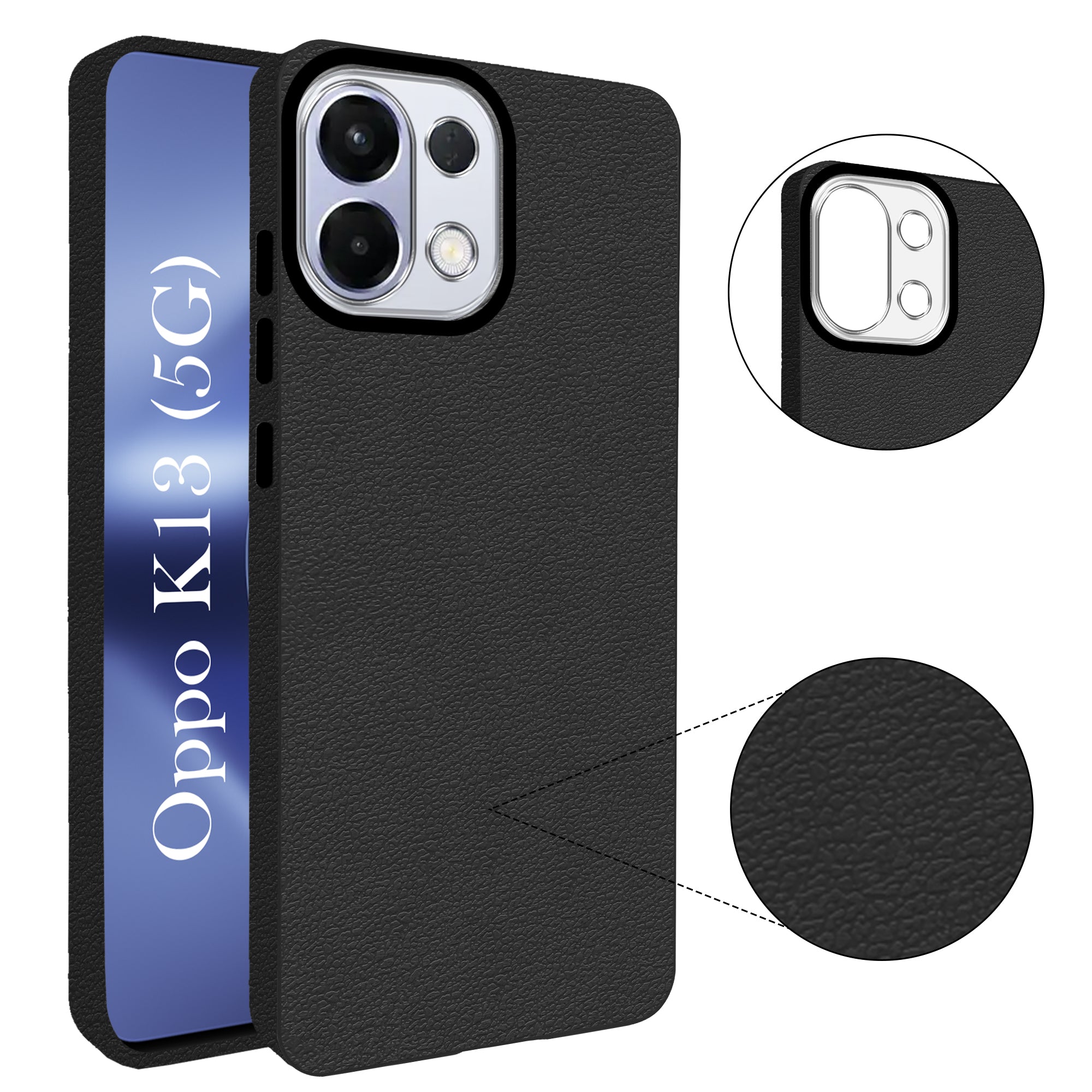 For Oppo K13 Back Cover Case (Glass Like Camera Protection | Leather Feel | Minimalist Professional Grip)