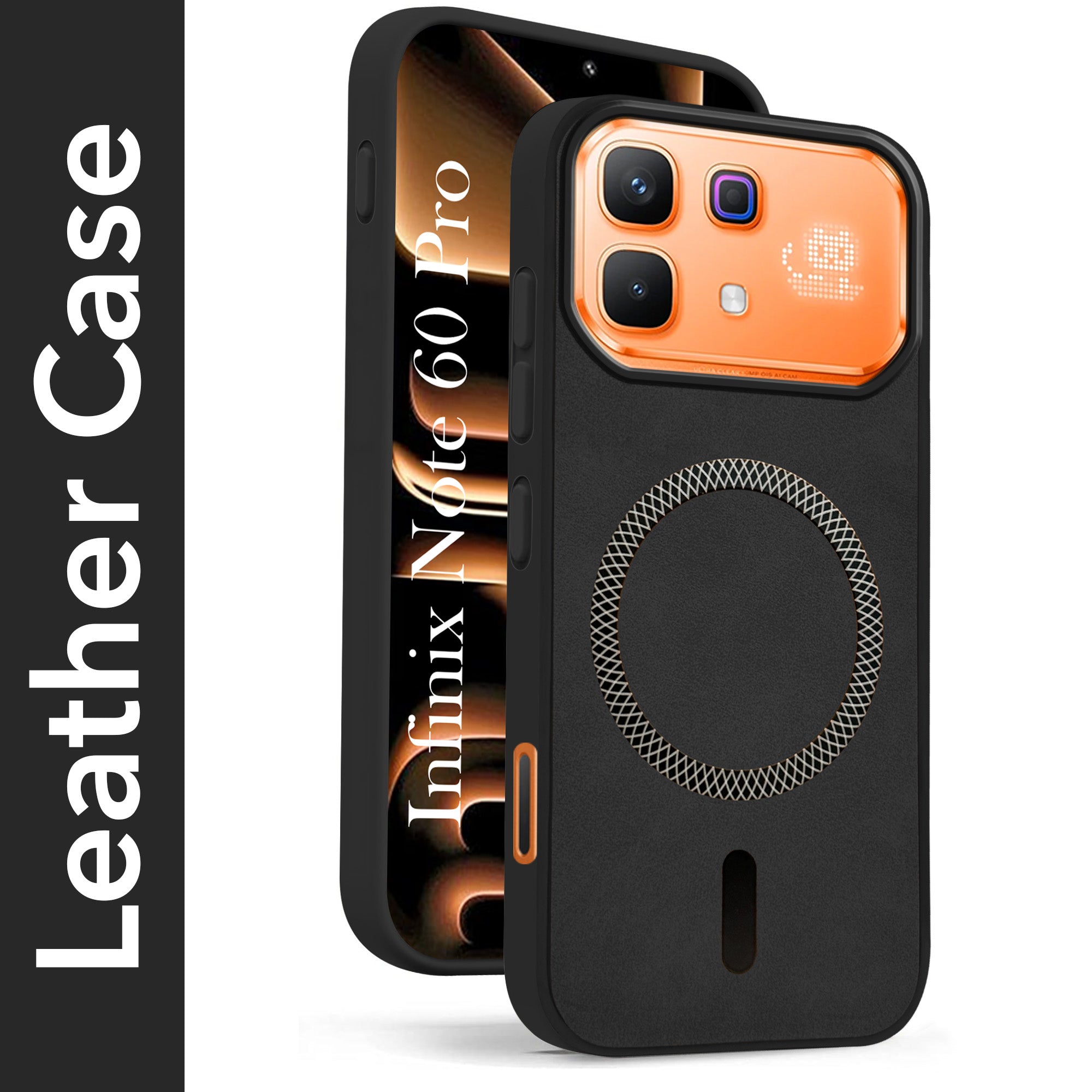 For Infinix Note 60 Pro 5G Back Cover Case Leather Finish (MagSafe Compatible Wireless Charging | Soft Touch | Camera Bump Protection)
