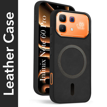 For Infinix Note 60 Pro 5G Back Cover Case Leather Finish (MagSafe Compatible Wireless Charging | Soft Touch | Camera Bump Protection)
